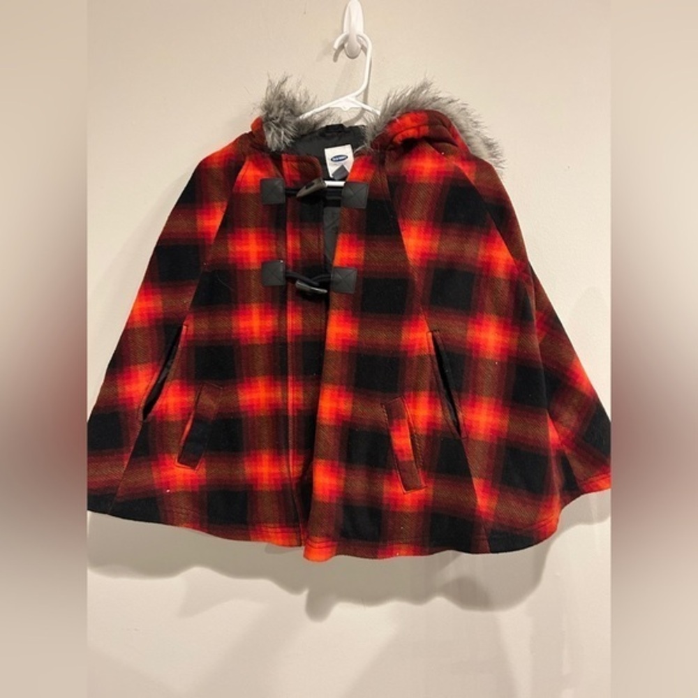 Old Navy Red‎ and Black Plaid Kids Cape